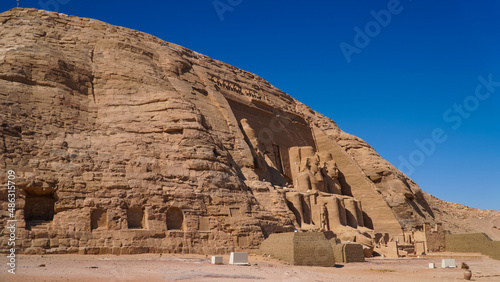 Aswan  Egypt   Great Abu Simbel temple of Pharaoh Ramses II in southern Egypt in Nubia next to Lake Nasser.