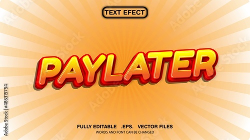 3d editable text effect paylater theme premium vector