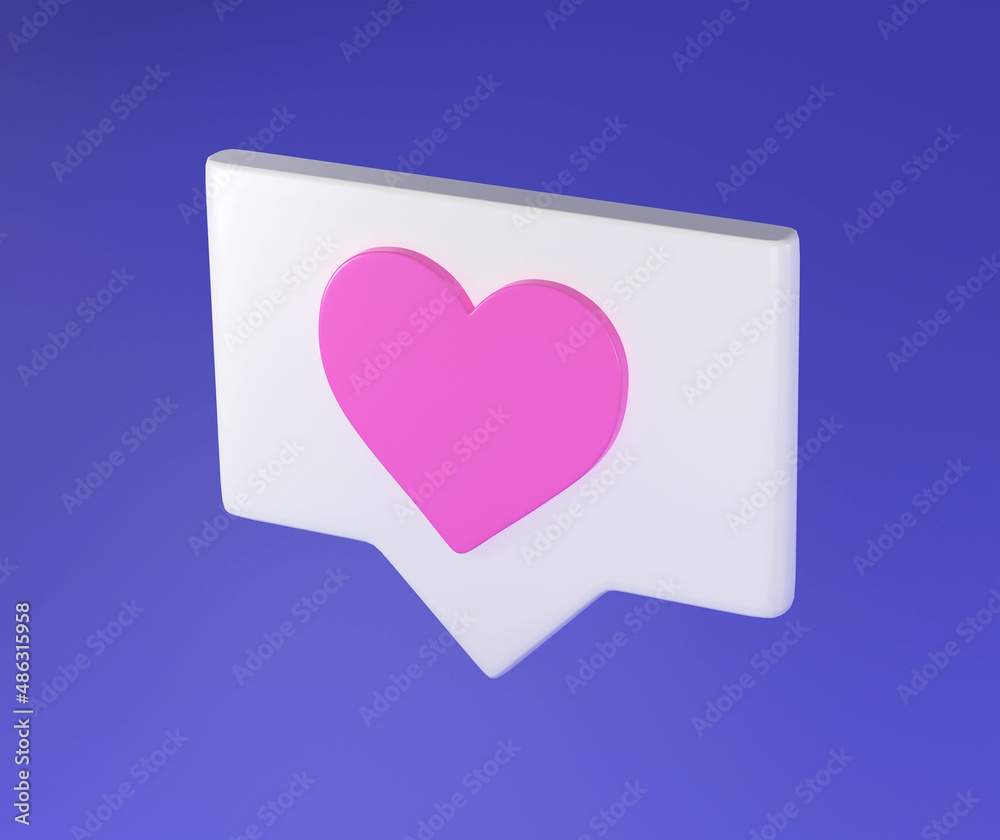 Heart pink on purple background 3d rendering illustration valentine's day symbol like
