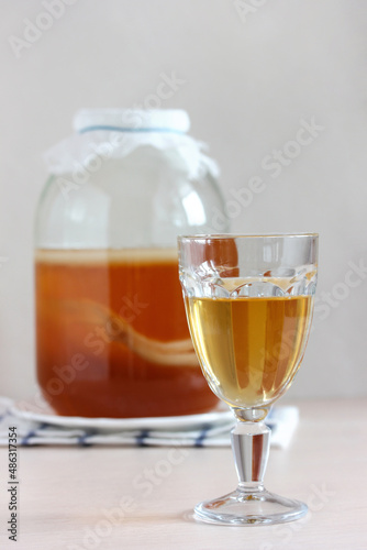 Kombucha, homemade healthy tea drink.