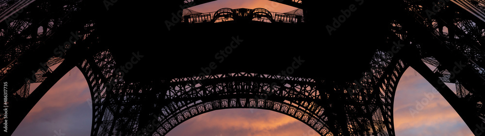 Eiffel Tower (contour) in Paris, France (against the background of a beautiful sky)