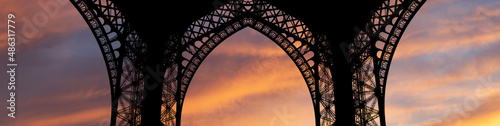 Eiffel Tower (contour) in Paris, France (against the background of a beautiful sky)