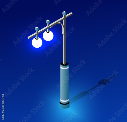 Isometric set ultra city concept of lanterns, an ultraviolet 3d modern