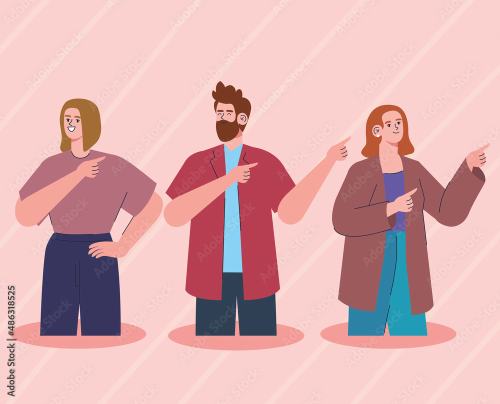 people pointing with index finger people pointing with index finger