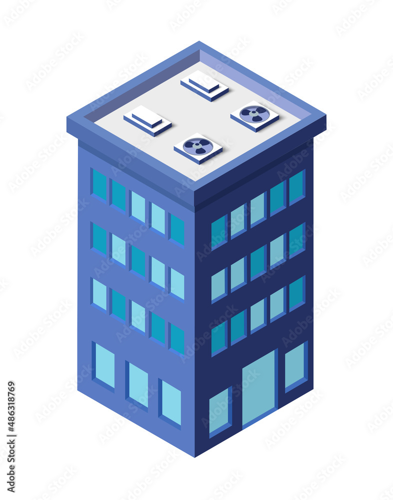 Vector isometric urban architecture single building of the modern city Vector isometric urban architecture single building of the modern city