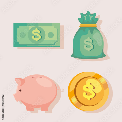four economy and finances icons