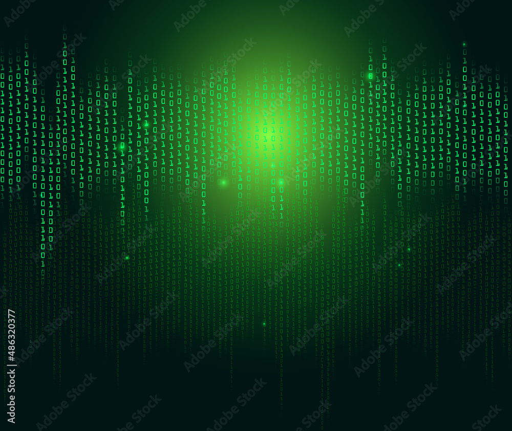 green binary computer code background matrix