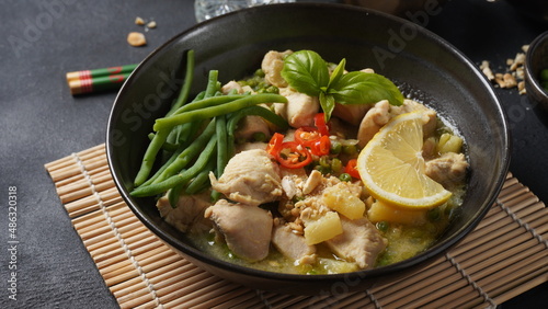 Thai food chicken green curry  with coconut
