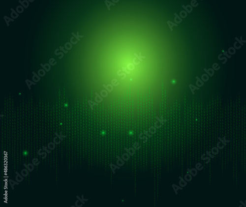 green binary computer code background light