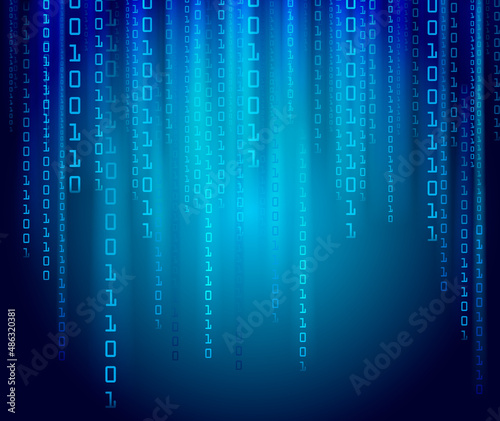 computer code blue background falling numbers matrix code