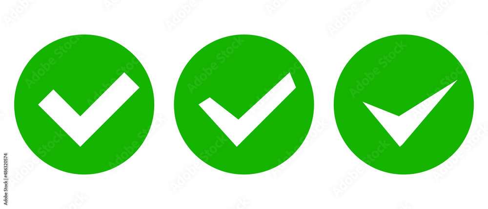 A set of check mark icons in various shapes. Success or authentication. Editable vectors. A set of check mark icons in various shapes. Success or authentication. Editable vectors.