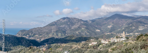 Legnaro village in green inland valleys  Liguria  Italy