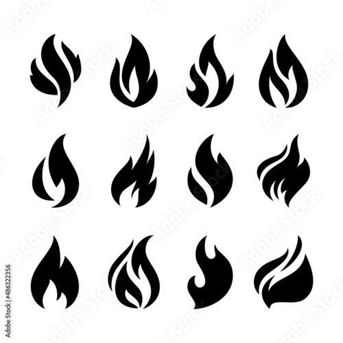 Fire flames set icons