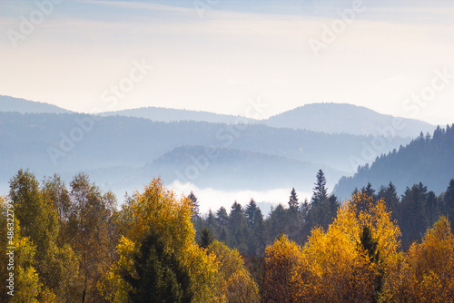 Autumn landscape in Beskids Mountains, Poland. © ffolas
