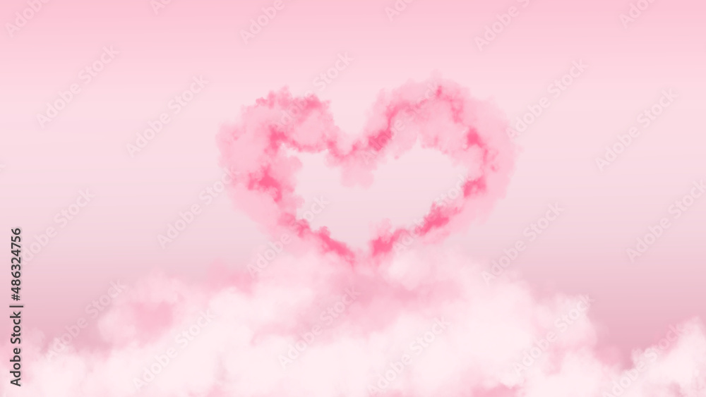 Realistic pink fluffy clouds illustration. Sweet Background for your content like as valentines day, wedding, love, couple, romance, romantic, greeting card, invitation, promotion, advertisement etc.