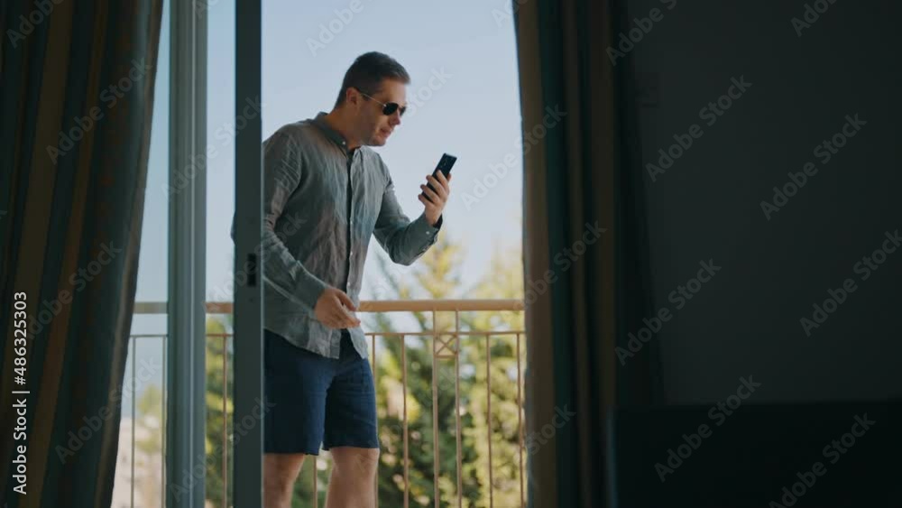 Man is arguing with someone on a smartphone. Man is arguing with someone on a smartphone.