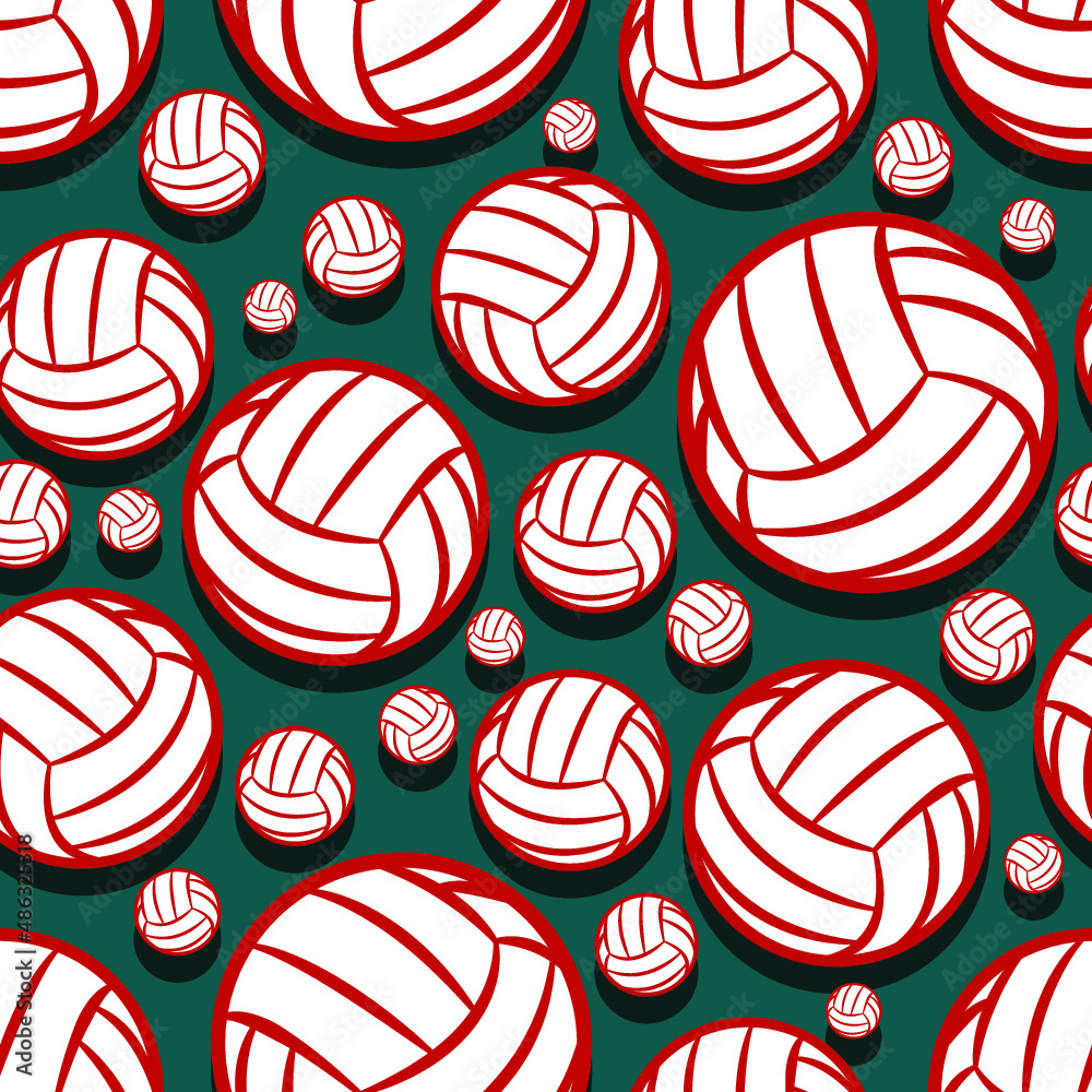 Seamless pattern with volleyball balls vector digital paper design