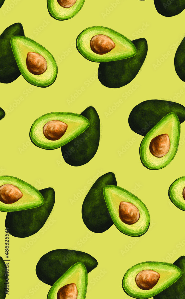 Watercolor Avocado pattern in light green Watercolor Avocado pattern in light green