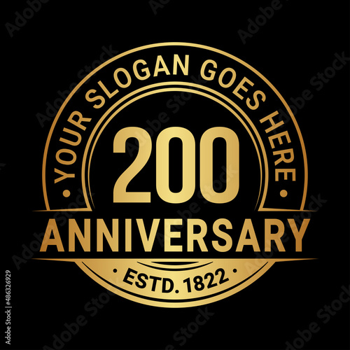 200 years anniversary logo design template. Vector illustration.