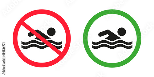 Bathing. Bathing is prohibited. Bathing is allowed. Vector image.