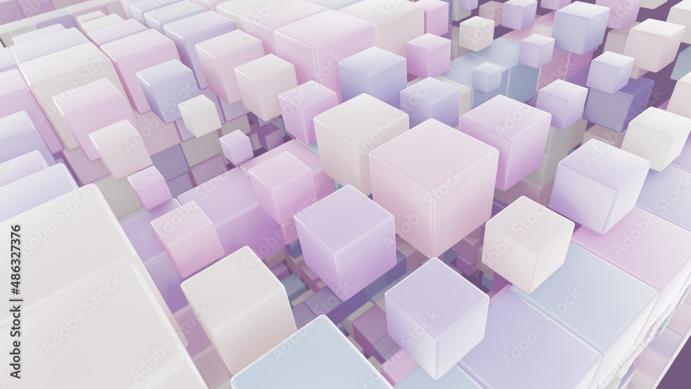 Obraz premium Abstract 3D illustration of the pastel color palette cubic pattern rendered as background