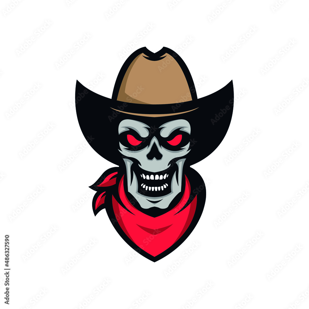 Dead Cowboys Mascot. Skull cowboy bandit. Skull Cowboy Mascot Logo Template.