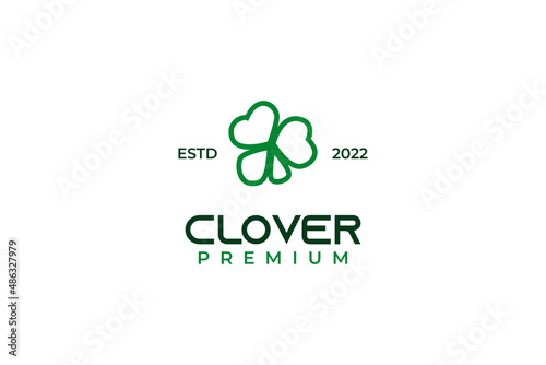 Line clover leaf logo design vector illustration