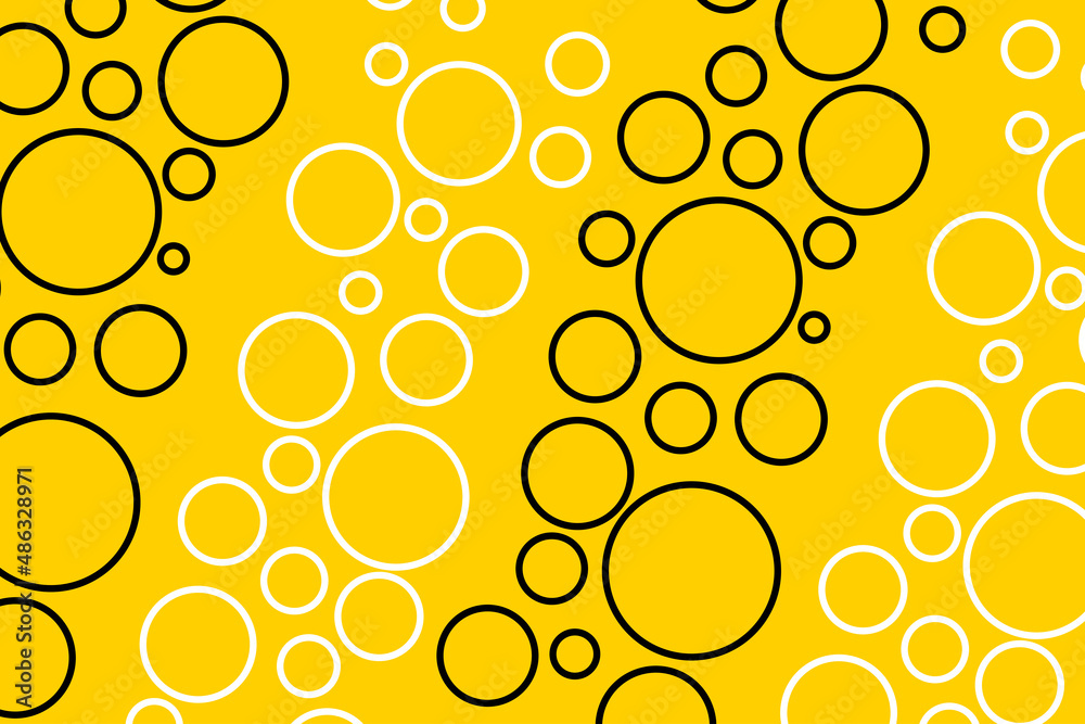 circles outline background on yellow background, circles pattern	