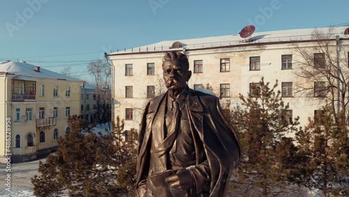 Monument to Maxim Gorky in Khabarovsk in the Far East of Russia. Maxim Gorky, real name - Alexey Maksimovich Peshkov (1868 - 1936), novelist, playwright, poet, publicist.  photo