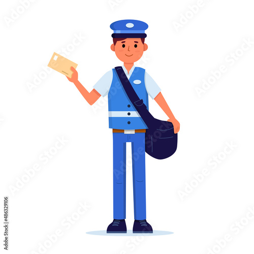 Delivery man carrying mail bag
