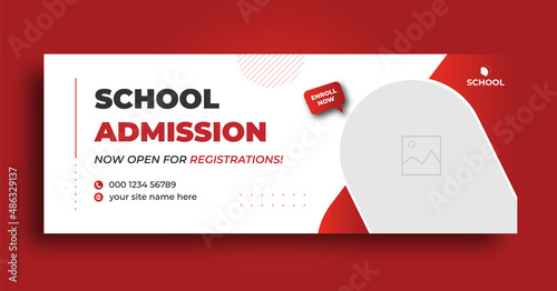 School admission facebook cover and web banner social media post template