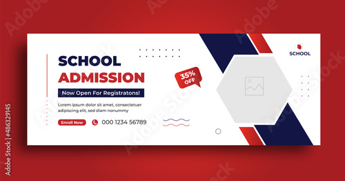 School admission facebook cover and web banner social media post template