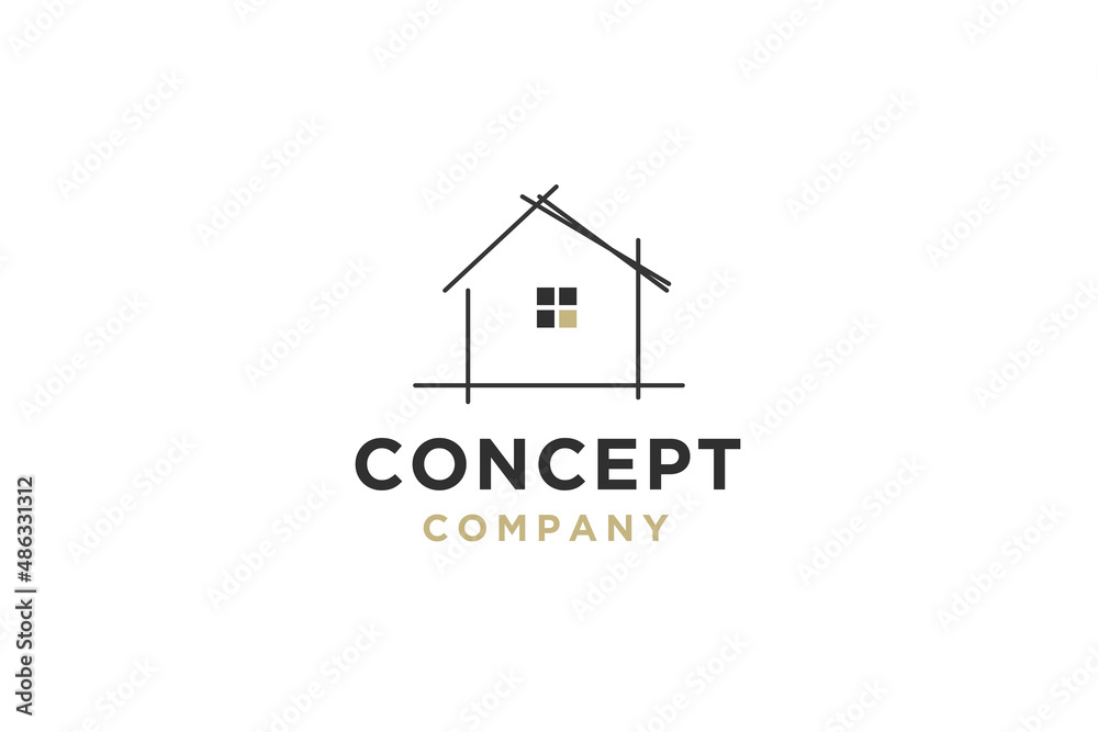 Abstract House home for architect and real estate logo design vector illustration.