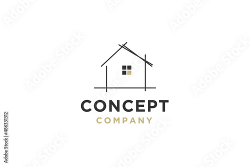 Abstract House home for architect and real estate logo design vector illustration.