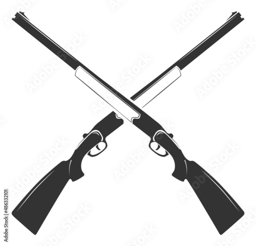 Photo Shotgun cross icon. Gun symbol. Hunting club logo