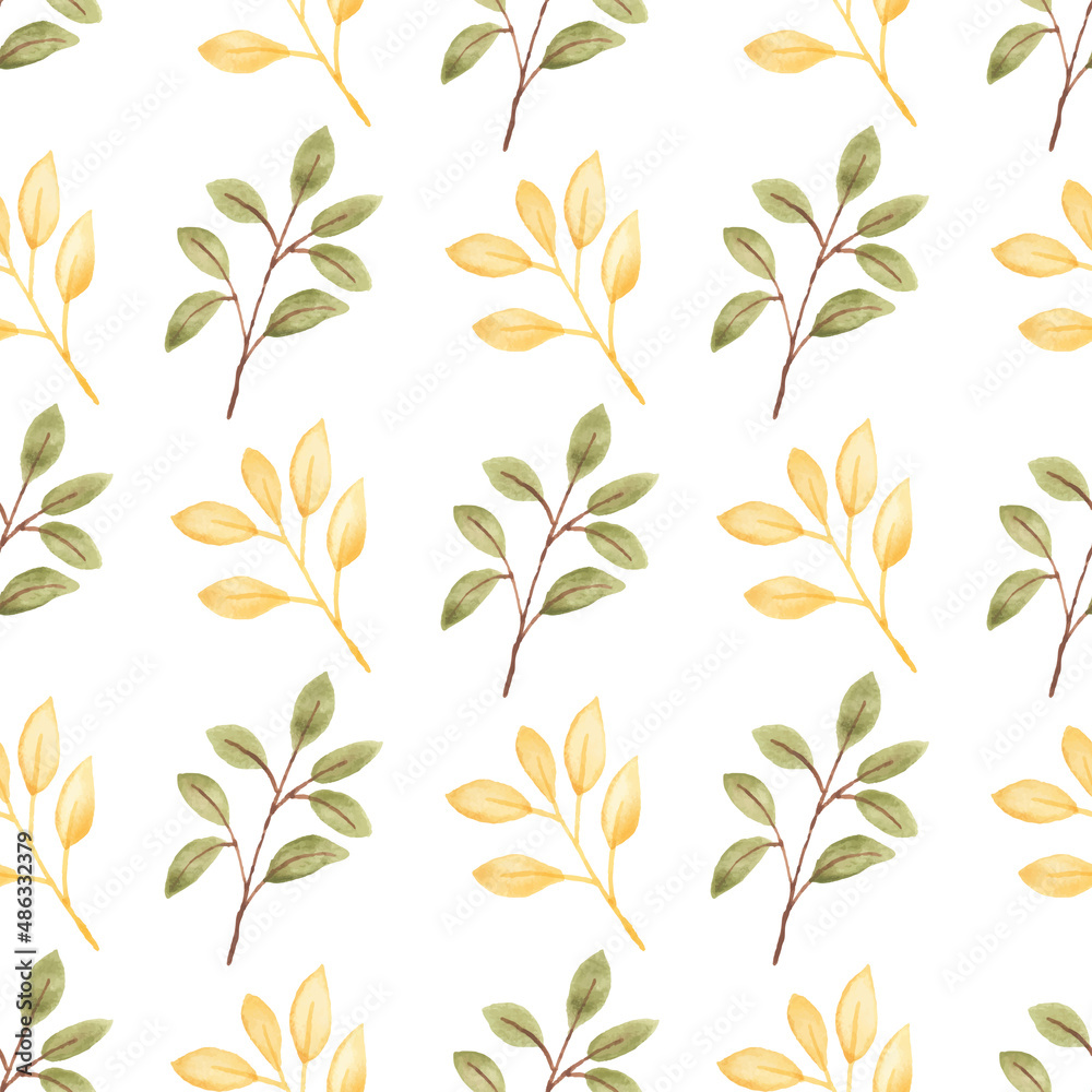 Watercolor leaf seamless pattern Watercolor leaf seamless pattern