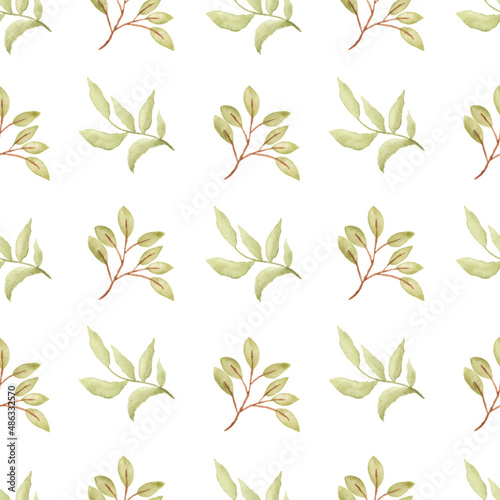 Wallpaper Mural Watercolor leaf seamless pattern Torontodigital.ca