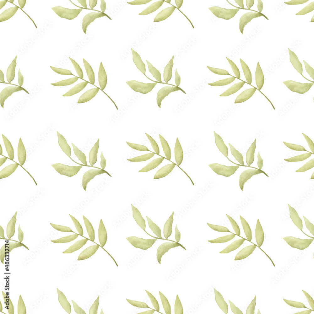 Watercolor leaf seamless pattern