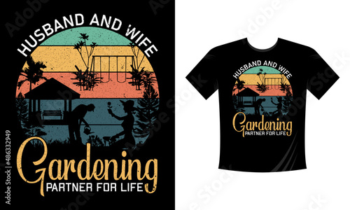 Husband and wife Gardening partner for life t-shirt design template gardening vector t-shirt