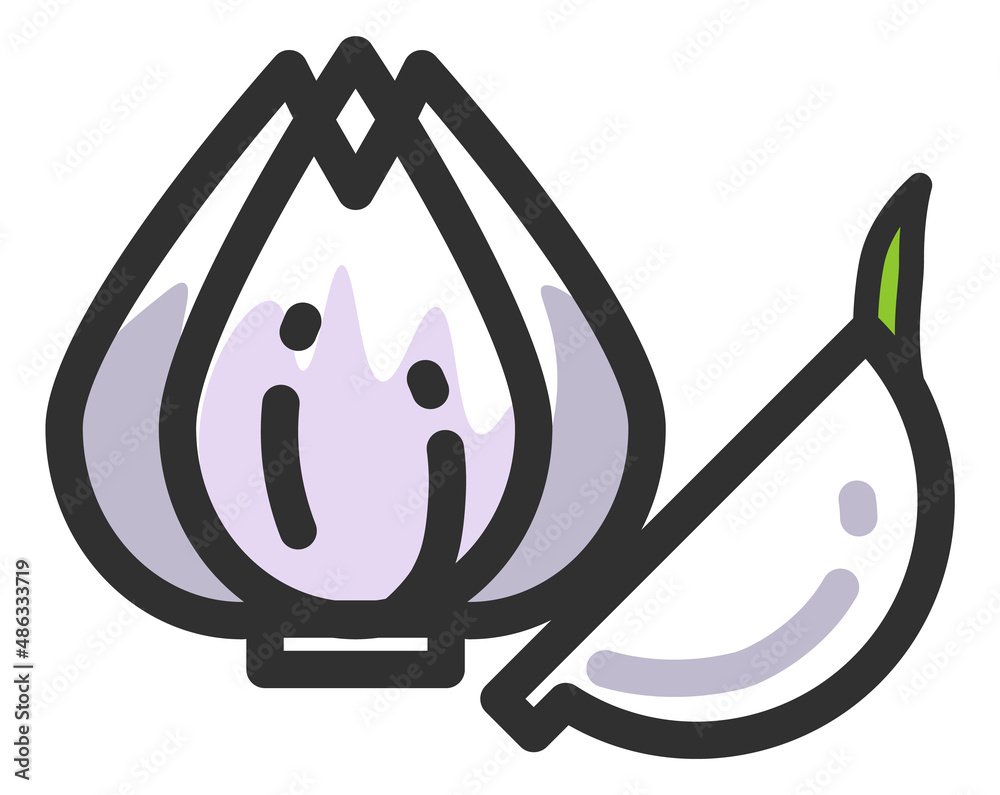 Garlic icon. White bulb of food flavoring condiment Garlic icon. White bulb of food flavoring condiment