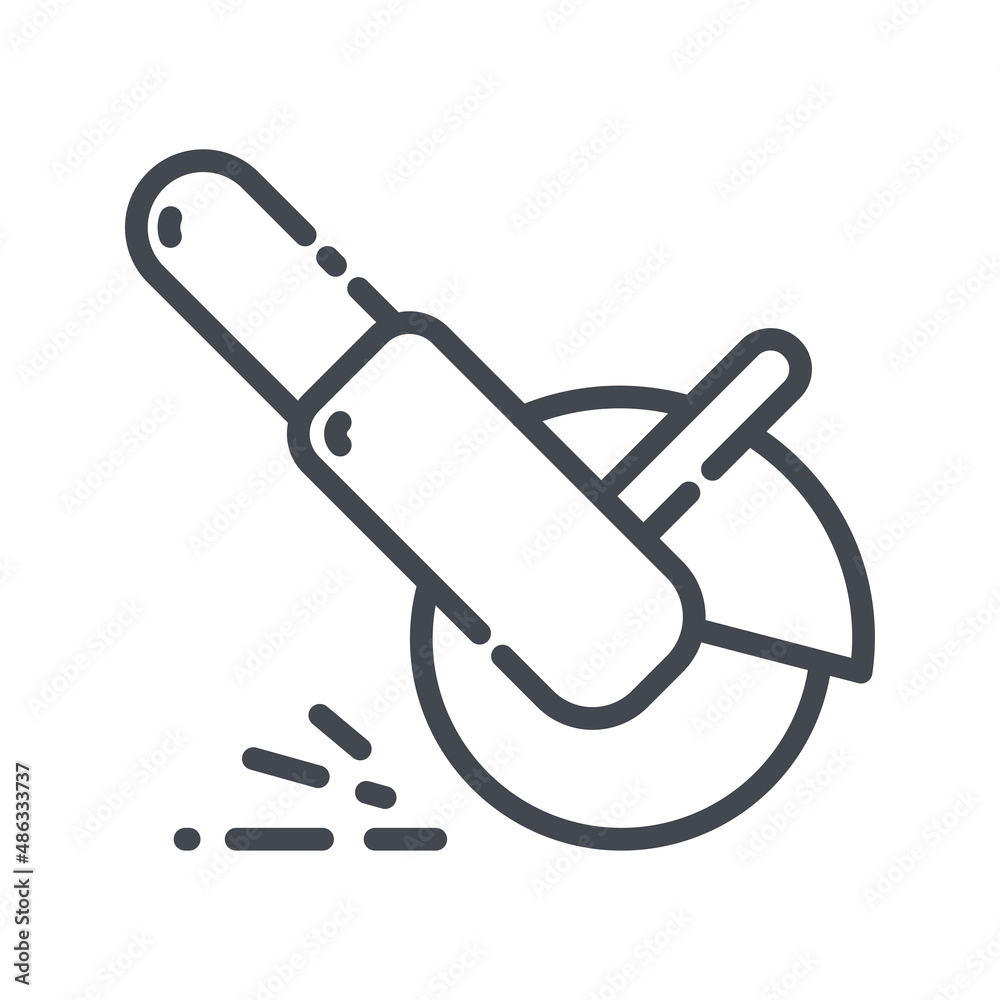 Angle grinder line icon side view isolated on white transparent background. Angle grinder line icon side view isolated on white transparent background.