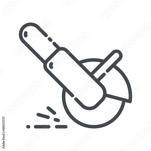 Photo Angle grinder line icon side view isolated on white transparent background