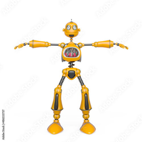 funny robot cartoon on t pose