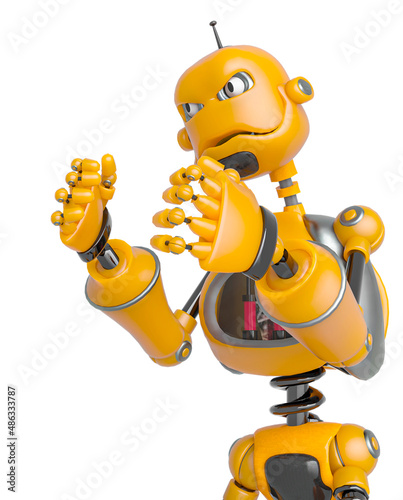 funny robot cartoon is a deffender in boxer pose