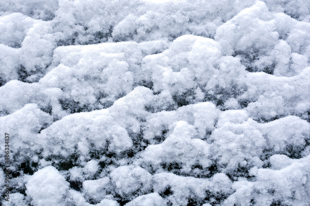 texture of freshly fallen snow on the car glass surface. texture of freshly fallen snow on the car glass surface.