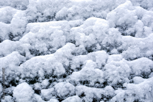 texture of freshly fallen snow on the car glass surface.