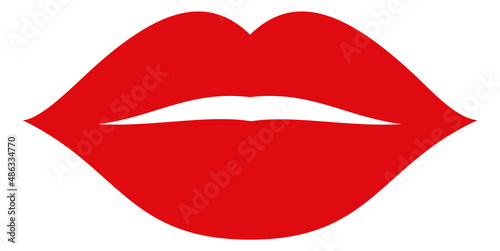 Red lips icon. Woman lipstick mark. Kiss symbol