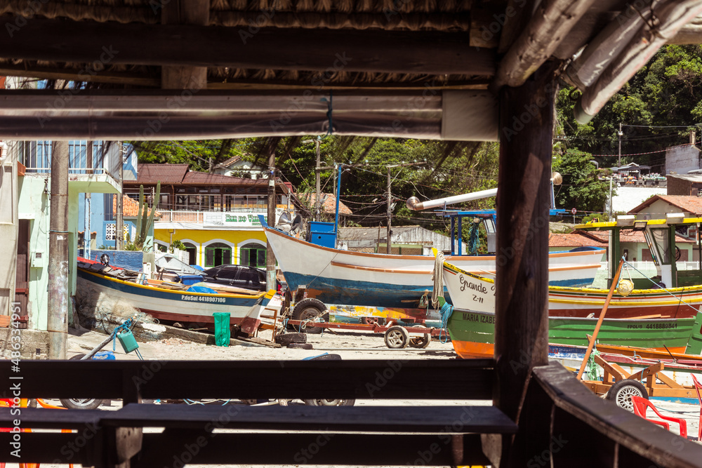 Fisher boats in Pantano do Sul, Florianopolis, Brazil.