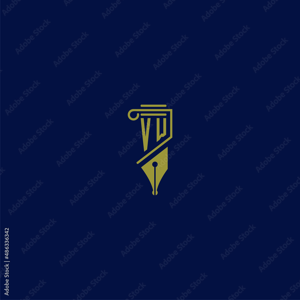 VW initial monogram logo law firm with pillar & pen design image Stock ...