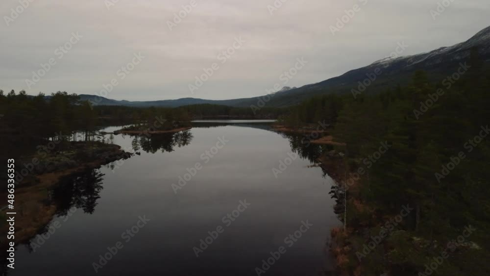 Flying Low Over Lake Holmevatn Mountain Forest Norway 4K 30fps Flying Low Over Lake Holmevatn Mountain Forest Norway 4K 30fps